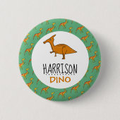 Personalisierter Dino-Name, Dinosaurier Button (Vorderseite)