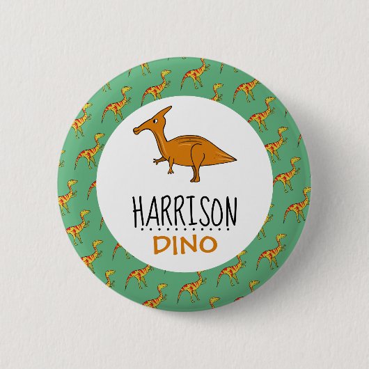 Personalisierter Dino-Name, Dinosaurier Button (Vorderseite)