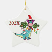 Personalisierter Dino Weihnachten Keramik Ornament (Vorne)