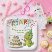 Personalisierter Dinosaurier 5. Geburtstag Papier- Pappteller (Party)