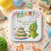 Personalisierter Dinosaurier 5. Geburtstag Papier-