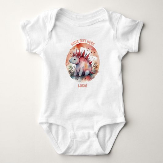 Personalisierter Dinosaurier-Bodysuit Baby Strampler (Vorderseite)