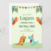 Personalisierter Dinosaurier für Kinder Geburtstag Einladung (Vorne/Hinten)