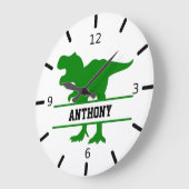 Personalisierter Dinosaurier Große Wanduhr (Winkel)