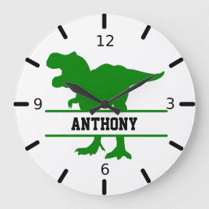 Personalisierter Dinosaurier Große Wanduhr