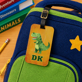 Personalisierter Dinosaurier-ID-Schulanhänger Gepäckanhänger