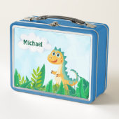 Personalisierter Dinosaurier Kids Metal Lunch Box (Vorderseite)