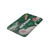 Personalisierter Dinosaurier Kinder Dino Jurassic Badematte (Schrägansicht)