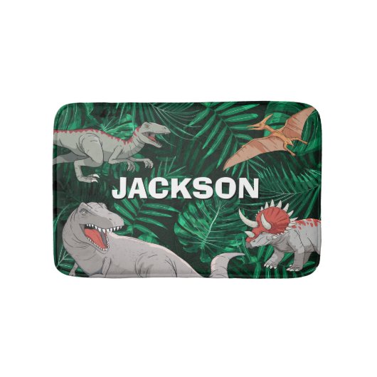 Personalisierter Dinosaurier Kinder Dino Jurassic Badematte (Vorderseite)