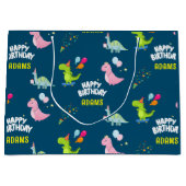 Personalisierter Dinosaurier-Kindergeburtstag Große Geschenktüte (Vorderseite)