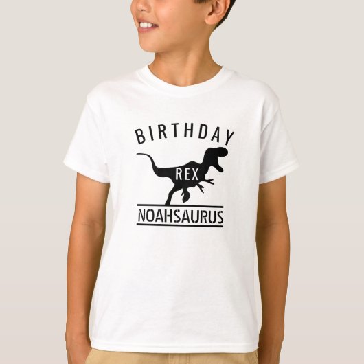 Personalisierter Dinosaurier-Kindergeburtstag T-Shirt (Vorderseite)