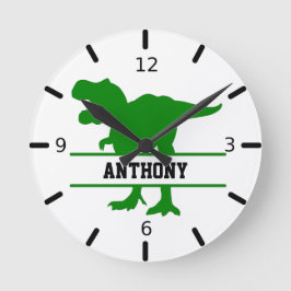 Personalisierter Dinosaurier Runde Wanduhr