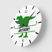 Personalisierter Dinosaurier Runde Wanduhr (Winkel)