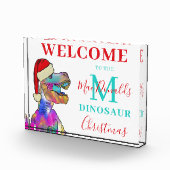Personalisierter Dinosaurier Weihnachten Willkomme Fotoblock (Rechts)