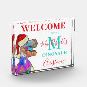 Personalisierter Dinosaurier Weihnachten Willkomme Fotoblock (Links)