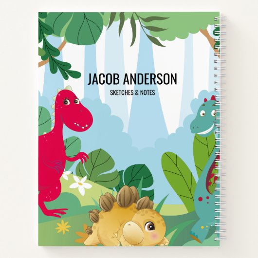 Personalisierter Dinosaurier zurück zum Schulbuch Notizblock (Rückseite)