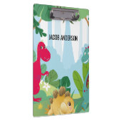 Personalisierter Dinosaurier zurück zum Schulnamen Klemmbrett (Rechts)