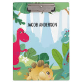 Personalisierter Dinosaurier zurück zum Schulnamen Klemmbrett (Vorderseite)