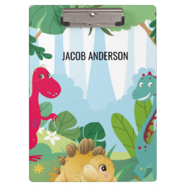 Personalisierter Dinosaurier zurück zum Schulnamen Klemmbrett