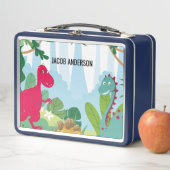 Personalisierter Dinosaurier zurück zum Schulnamen Metall Brotdose (Beispiel)