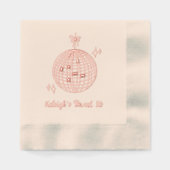 Personalisierter Disco-Ball Sweet 16 Pink Foil Nap Servietten Mit Folie (Vorderseite)