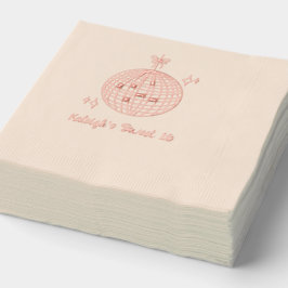 Personalisierter Disco-Ball Sweet 16 Pink Foil Nap Servietten Mit Folie