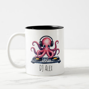 Personalisierter DJ Octopus Becher, Süßer Kaffeebe Zweifarbige Tasse