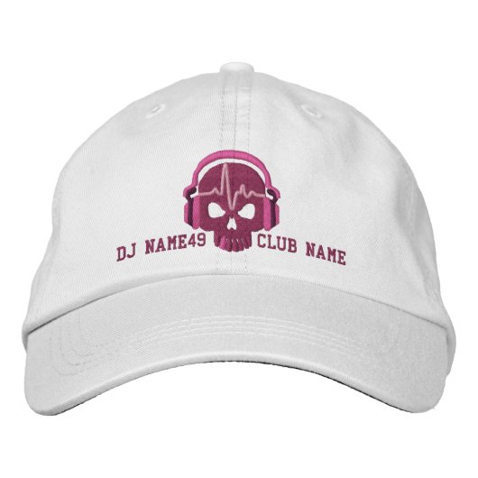 Personalisierter DJ Skull Your Name Club Stickerei Bestickte Kappe (Vorderseite)