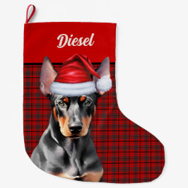 Personalisierter Dobermann Pinscher-Hund-Feiertags Großer Weihnachtsstrumpf