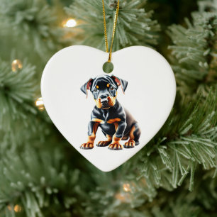 Personalisierter Dobermann Pinscher Welpe Keramik Ornament