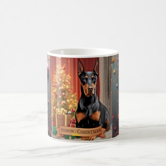 Personalisierter Dobermann-Weihnachtsbecher – Cus Kaffeetasse (Mittel)