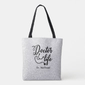 Personalisierter Doctor Life Gray Glitzer Tote Bag Tasche (Rückseite)