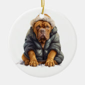 Personalisierter Dogue de Bordeaux Dog Keramik Ornament (Vorne)