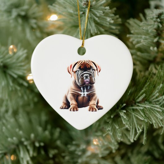 Personalisierter Dogue de Bordeaux Puppy Keramik Ornament (Baum)