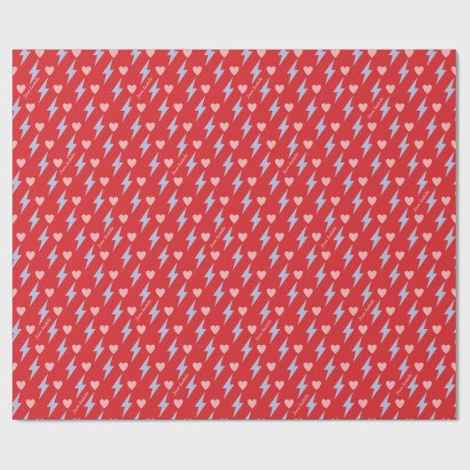 Personalisierter Donner Blitz und Herz Geschenkpapier (Flach)