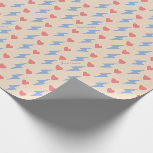 Personalisierter Donner Blitz und Herz Geschenkpapier (Ecke)