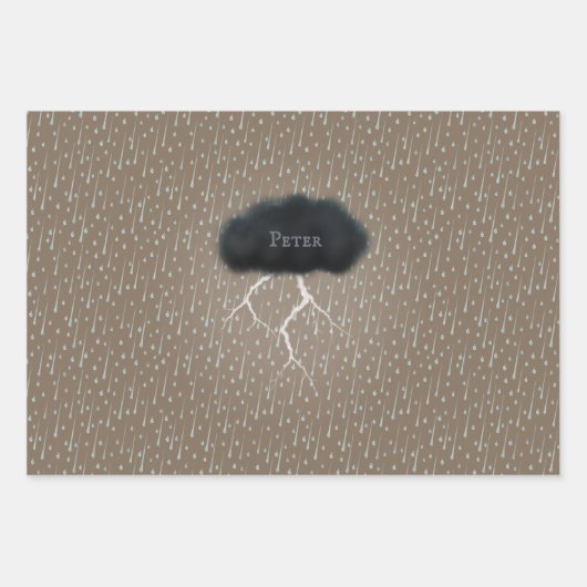 Personalisierter Donnerwolkenregen & Blitzschlag Geschenkpapier Set (Vorderseite 3)