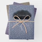 Personalisierter Donnerwolkenregen & Blitzschlag Geschenkpapier Set (Beispiel)