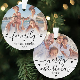 Personalisierter doppelseitiger Familien-Weihnacht Ornament