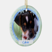 Personalisierter doppelseitiger Foto-Rahmen blau Keramikornament (Rechts)