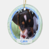 Personalisierter doppelseitiger Foto-Rahmen blau Keramikornament (Links)