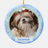 Personalisierter doppelseitiger Foto-Rahmen blau Keramikornament (Hinten)