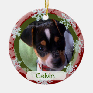 Personalisierter doppelseitiger Foto-Rahmen rot Keramikornament