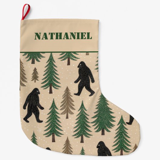 Personalisierter doppelseitiger Yeti-Weihnachtsstr Großer Weihnachtsstrumpf (Vorderseite)