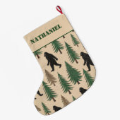 Personalisierter doppelseitiger Yeti-Weihnachtsstr Großer Weihnachtsstrumpf (Rückseite (Hängend))