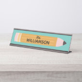 Personalisierter Dozent für gelbes Schreiben Schreibtischnamensplakette (Vorderseite )