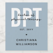 Personalisierter DPT Arzt für Physikalische Therap Weinetikett (Einzelnes Label)