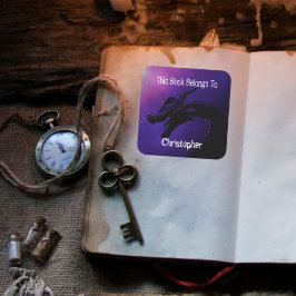 Personalisierter Drache Dieses Buch gehört Quadratischer Aufkleber