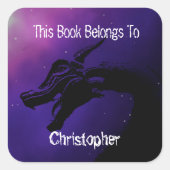 Personalisierter Drache Dieses Buch gehört Quadratischer Aufkleber (Vorderseite)
