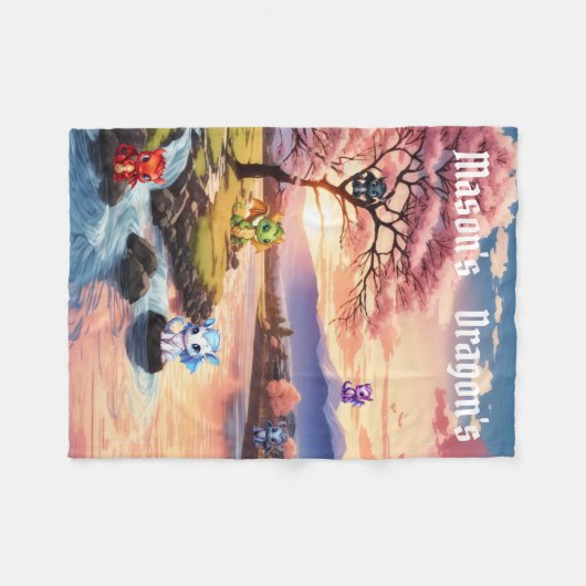 Personalisierter Drache Fleecedecke (Vorderseite (Horizontal))